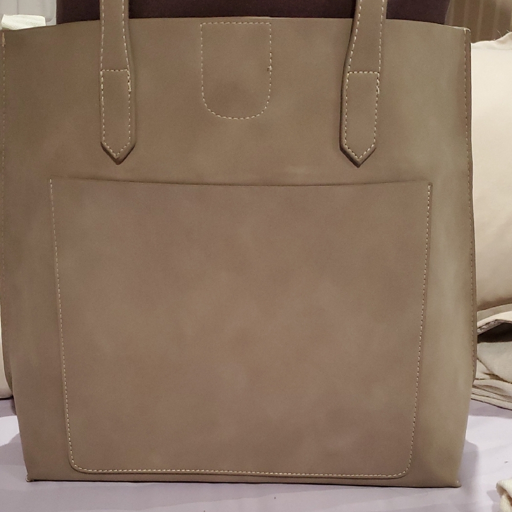 Shiraleah Taupe Tote with Front Pocket